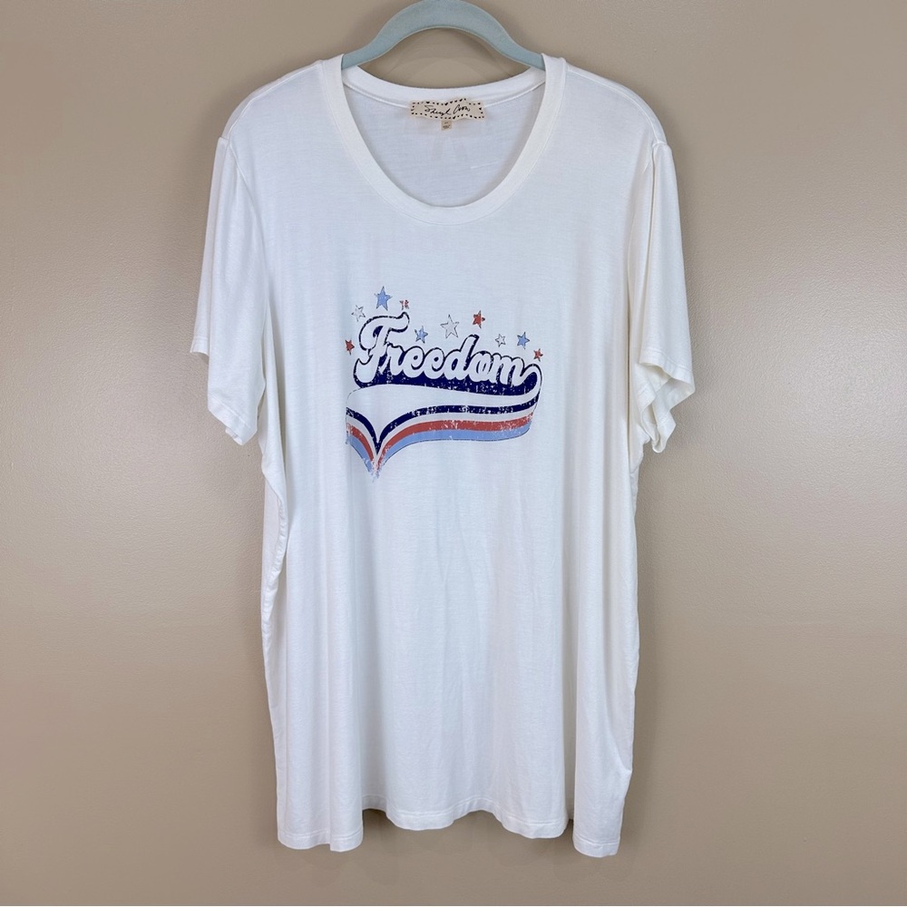 Sheryl Crow Freedom Red White Blue Stars Stripes Short Sleeve Tshirt 2X 4th July